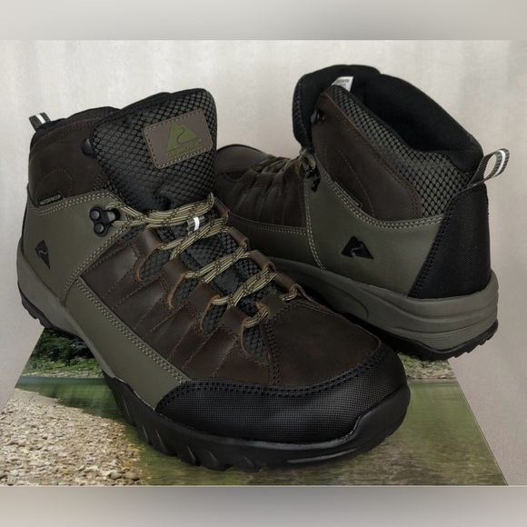 Ozark Trail Brown and Black Hiking Boots Durable Outdoor Footwear
